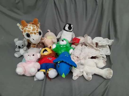 BOX OF ASSORTED PLUSH SOFT TEDDIES