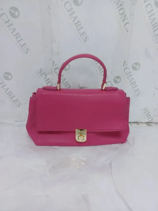 LADIES RUTH LANGSFORD SMALL HANDBAG GENUINE LEATHER DARK PINK