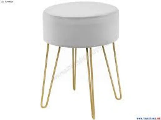 BOXED COSTWAY 18'' ROUND VELVET OTTOMAN/FOOTREST STOOL/DRESSING CHAIR - GREY