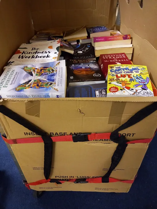 CAGE OF APPROXIMATELY 150 ASSORTED BOOKS, TO INCLUDE HILLARY CLINTON, ESSAYS IN BIOCHEMISTRY, IAN MCEWAN (SIGNED), ETC - COLLECTION ONLY