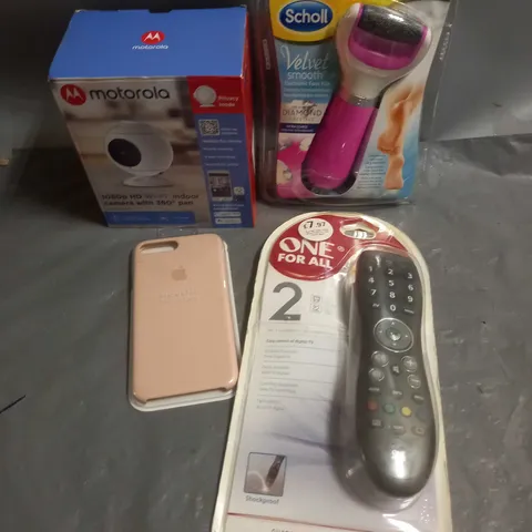 APPROXIMATELY 15 ELECTRICAL ITEMS TO INCLUDE SECURITY CAMERA, TV REMOTE AND SCHOLL FOOT FILE