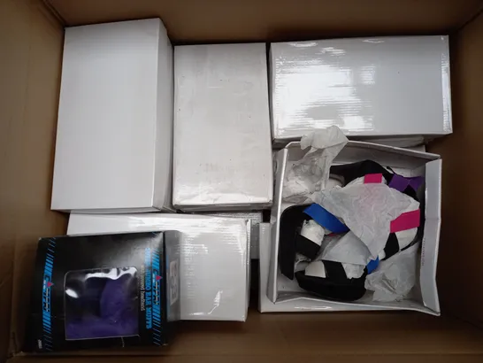 BOX OF APPROXIMATELY 15 ASORTED BOXED PAIRS OF SHOES IN VARIOUS STYLES AND SIZES TWO INCLUDE RED TAPE, ETC.