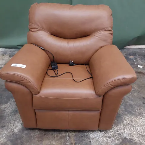 QUALITY BRITISH DESIGNER G PLAN WASHINGTON POWER RECLINING EASY CHAIR DALLAS TAN LEATHER 