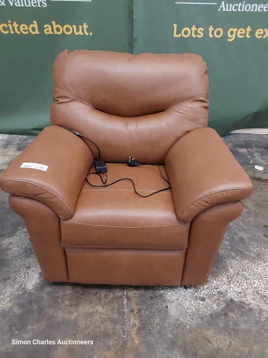 QUALITY BRITISH DESIGNER G PLAN WASHINGTON POWER RECLINING EASY CHAIR DALLAS TAN LEATHER 