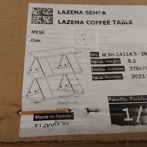 BOXED LAZENA COFFEE TABLE - OAK (1 BOX)