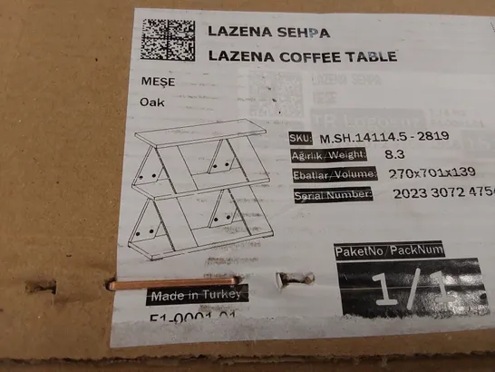 BOXED LAZENA COFFEE TABLE - OAK (1 BOX)