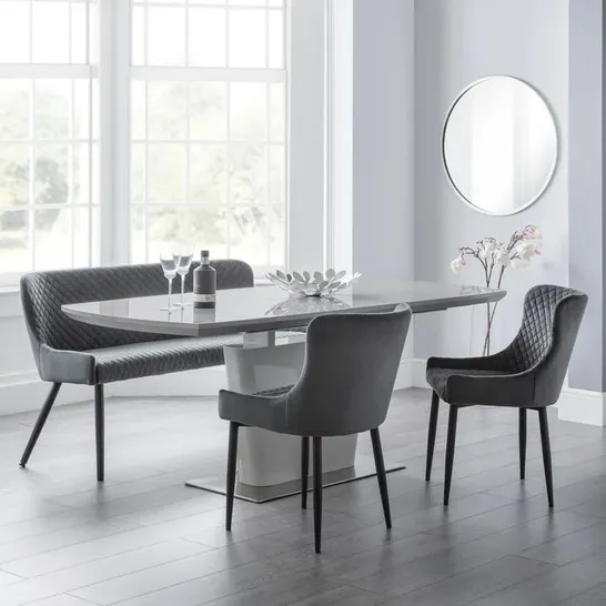 BOXED WYNNFIELD EXTENDABLE DINING TABLE - GREY HIGH GLOSS (2 BOXES)