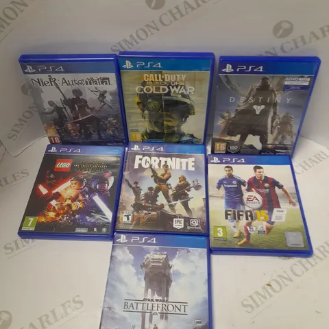 BOX OF 7 ASSORTED PS4 GAMES TO INCLUDE DESTINY, STARWARS BATTLEFRONT, CALL OF DUTY BLACK OP COLD WAR ETC