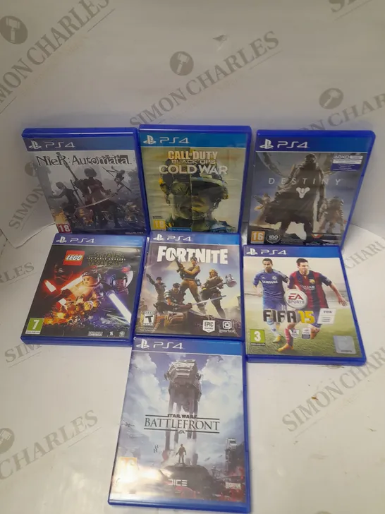 BOX OF 7 ASSORTED PS4 GAMES TO INCLUDE DESTINY, STARWARS BATTLEFRONT, CALL OF DUTY BLACK OP COLD WAR ETC