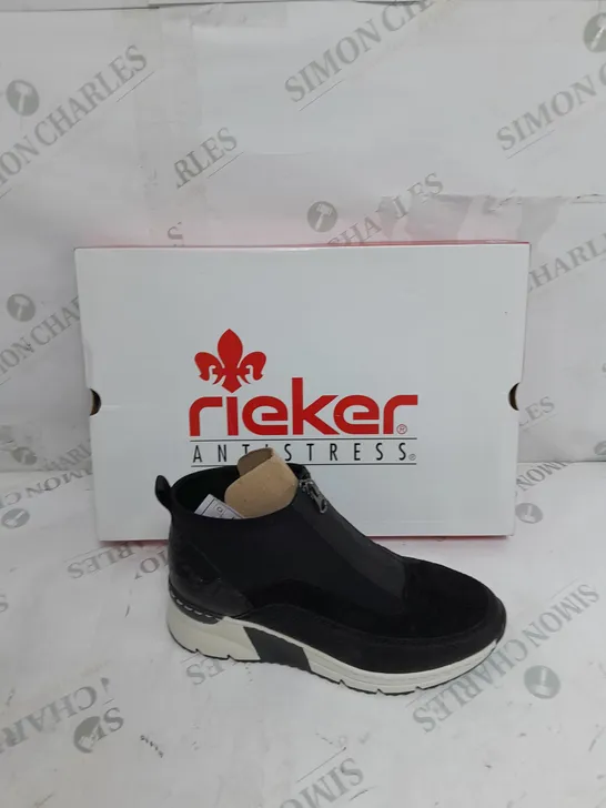 BOXED RIEKER HIGH TOP TRAINER BLACK SIZE 4