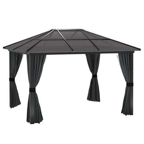 BOXED OUTSUNNY HARDTOP GAZEBO 3.6m X 4m WITH UV RESISTANT POLYCARBONATE ROOF AND ALUMINIUM FRAME - BLACK (3 BOXES)