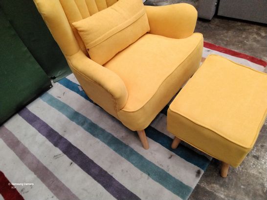 BOXED DESIGNER BRIGHT YELLOW PLUSH FABRIC EASY CHAIR 