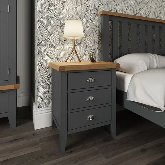 BOXED ARIENNE BEDSIDE TABLE CHARCOAL