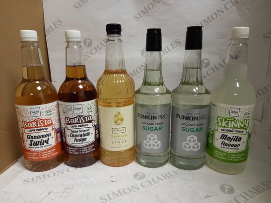 LOT OF 6 BARISTA & COCKTAIL SYRUPS (4 X 1000ML + 2 X 700ML)