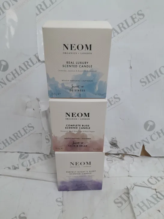 SET OF 3 NEOM 185G SCENTED CANDLES - SLEEP 