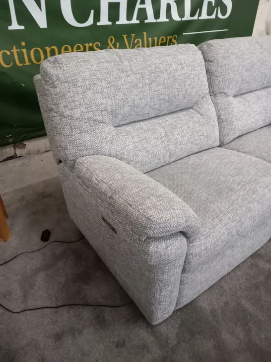 DESIGNER G PLAN SEATTLE REMCO LIGHT GREY ELECTRIC RECLINING THREE SEATER SOFA