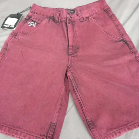 ROUTE ONE SUPER BAGGY DENIM RED RHUBARB SHORTS SIZE 28