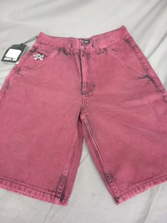 ROUTE ONE SUPER BAGGY DENIM RED RHUBARB SHORTS SIZE 28