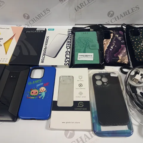 LOT OF ASSORTED MOBILE PHONE ACCESSORIES TO INCLUDE BURGA CASES, SCREEN PROTECTORS AND CHARGERS