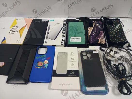 LOT OF ASSORTED MOBILE PHONE ACCESSORIES TO INCLUDE BURGA CASES, SCREEN PROTECTORS AND CHARGERS