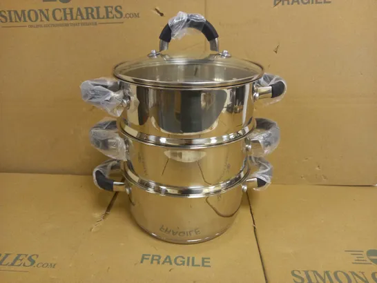 TOWER 3 TIER STEAMER WITH GLASS LID