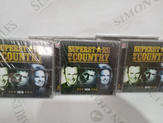 BOX OF APPROXIMATELY 20 SUPERSTARS OF COUNTRY 1970 AUDIO CDS