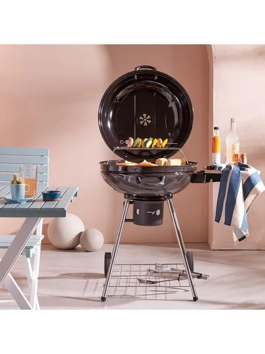 BOXED 22 INCH KETTLE GRILL CHARCOAL BARBEQUE WITH SIDE TABLE  RRP £99.99