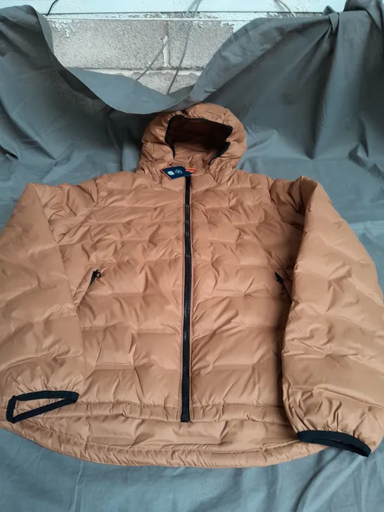 SUPERDRY LARGE SHORT QUILTED PUFFER COAT DARK TOBACCO BROWN 