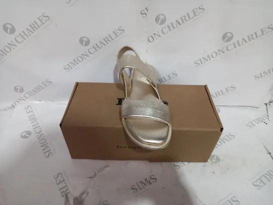 BOXED DUNE GOLD LEATHER COMFORT FLAT SANDALS SIZE 39