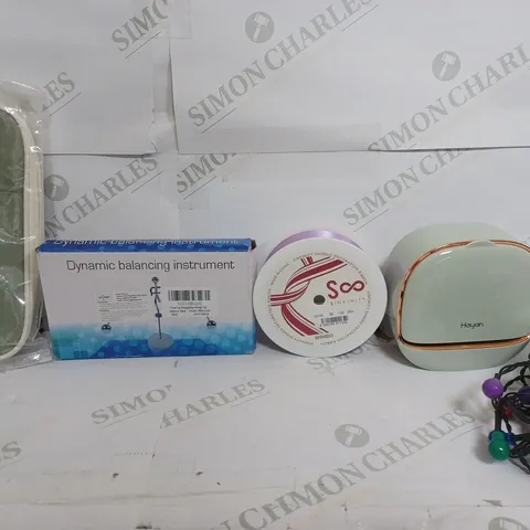 BOX OF APPROXIMATELY 9 ASSORTED ITEMS TO INCLUDE - LED LIGHTS - DYNAMIC BALANCING INSTRUMENT - SPEICAL CASE ETC