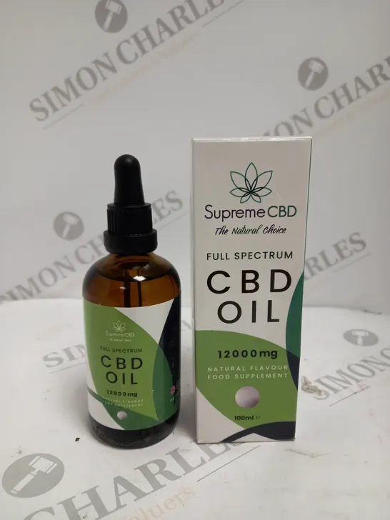 BOXED SUPREME CBD FULL SPECTRUM CBD OIL FOOD SUPPLEMENT - 12000MG