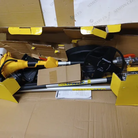 STANLEY 4 IN 1 BRUSH CUTTER, HEDGE, LINE TRIMMER, POLE PRUNER, MULTITOOL, BLACK/YELLOW