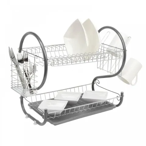 BOXED NEO WHITE 2 TIER CHROME PLATE DISH DRAINER (1 BOX)