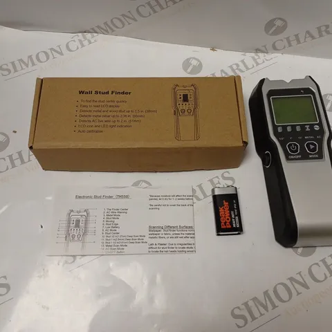 BOXED ELECTRONIC WALL STUD FINDER - MODEL TH550 - WITH LCD DISPLAY, BATTERY AND INSTRUCTIONS