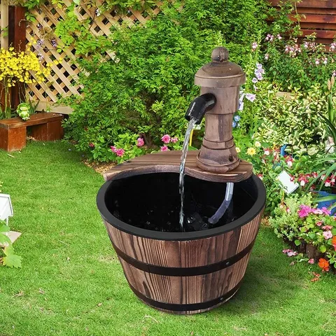 BOXED BIDWELL OUTDOOR WOOD WEATHER RESISTANT FLOOR FOUNTAIN 