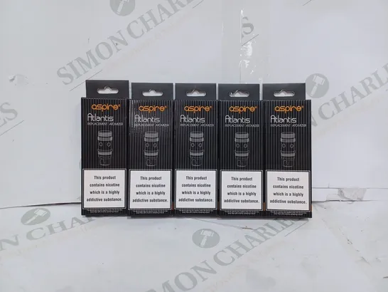 BOX TO CONTAIN APPROX. 20 X ASPIRE ATLANTIS REPLACEMENT ATOMIZERS - 5PCS PER SMALL PACK