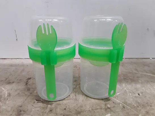 BOXED LOCKNLOCK SET OF 2 PLASTIC CONTAINERS WITH FORKS