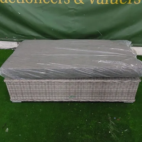 5 X DESIGNER GREY RATTAN BENCH WITH CUSHIONS