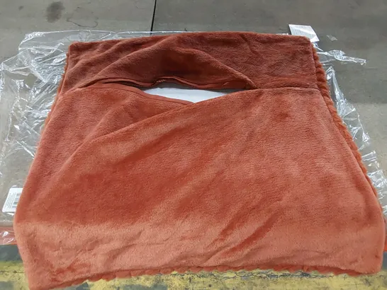 BAGGED VELVET AND FAUX FUR FLEECE LARGE SCATTER CUSHION COVER - BURNT ORANGE // 55 X 55CM (1 ITEM)