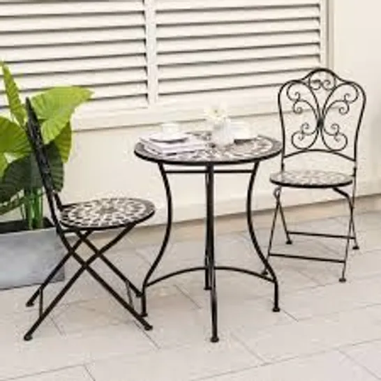 BOXED COSTWAY SET OF 2 MOSAIC CHAIRS FOR PATIO METAL FOLDING CHAIRS - BLACK