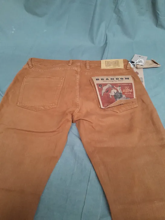 BRANDON & SONS BROWN DENIM TROUSERS - SIZE 32