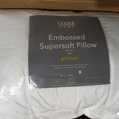 SUPERSOFT BY COZEE HOME SET OF 2 EMBOSSED MICROFRESH PILLOWS