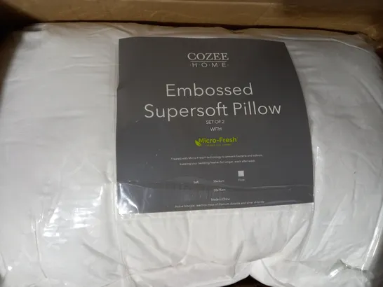 SUPERSOFT BY COZEE HOME SET OF 2 EMBOSSED MICROFRESH PILLOWS