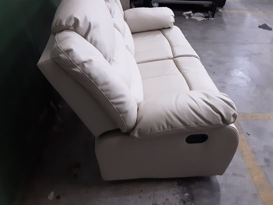 DESIGNER CREAM LEATHER 2-SEATER SOFA - MANUAL RECLINE