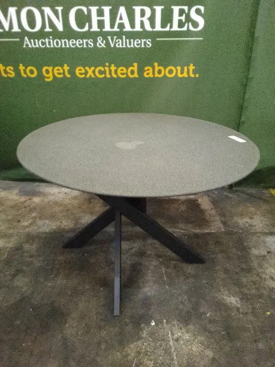 ROUND GREY MARBLE EFFECT DINING TABLE