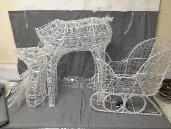 LARGE ACRYLIC REINDEER AND SLEIGH LIGHT UP OUTDOOR CHRISTMAS DECORATION - COLLECTION ONLY RRP £129.99