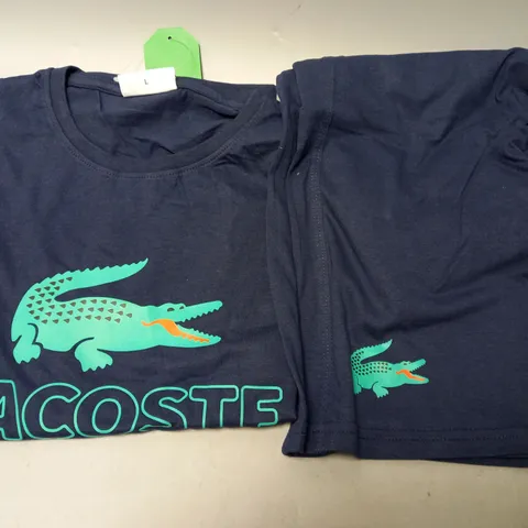 LACOSTE T-SHIRT AND SHORTS JOGGING SET IN NAVY - LARGE