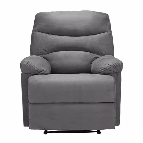 BOXED DESIGNER REGENCY GREY SUEDE EASY RECLINING CHAIR 