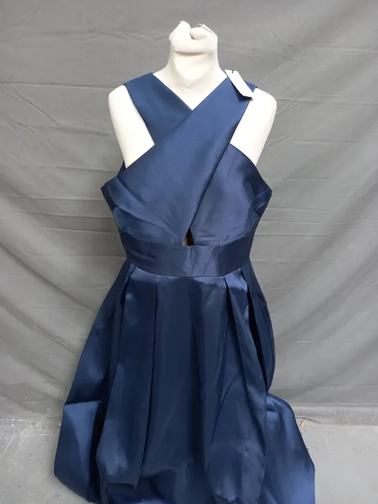 COAST CROSS NECK TWILL BRIDESMAIDS DRESS IN NAVY - UK 16