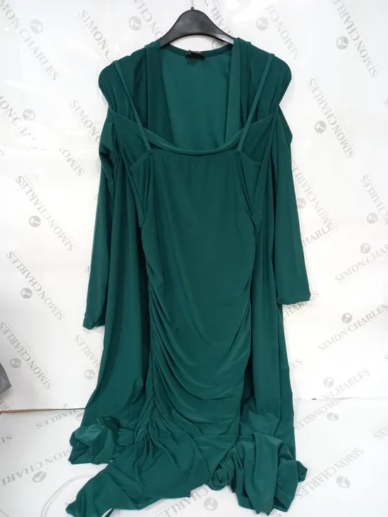 MATERNITY STRAPPY COWL NECK DRESS IN DUSTY DARK GREEN - SIZE 8